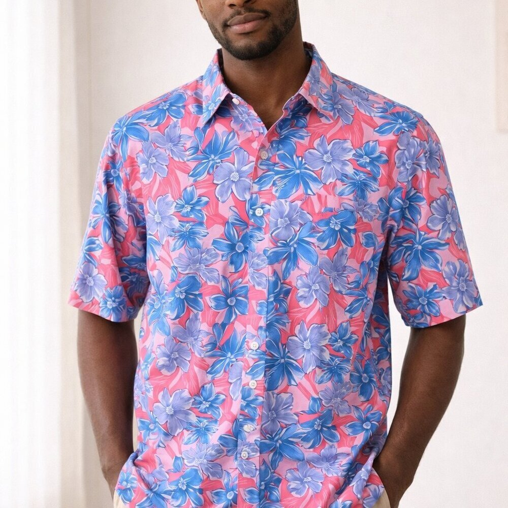 Vineyard Vines Floral Print Shirt in Graphic Multicolor Cotton (sz XL)
